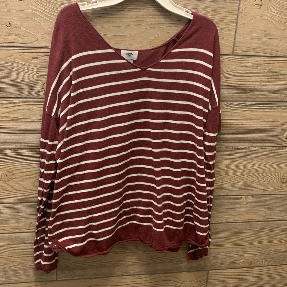 Old Navy Maroon Striped Sweater
